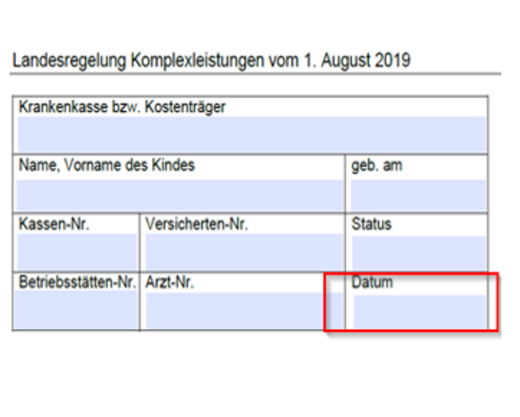 Abbildung Kopfdatenfeld Förder- und Behandlungsplan (FBP) für die Ausstellung des FBP.